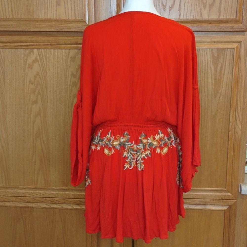 Free People Pretty Pineapple Mini Dress Embroidered Womens XS Red - Picture 5 of 11